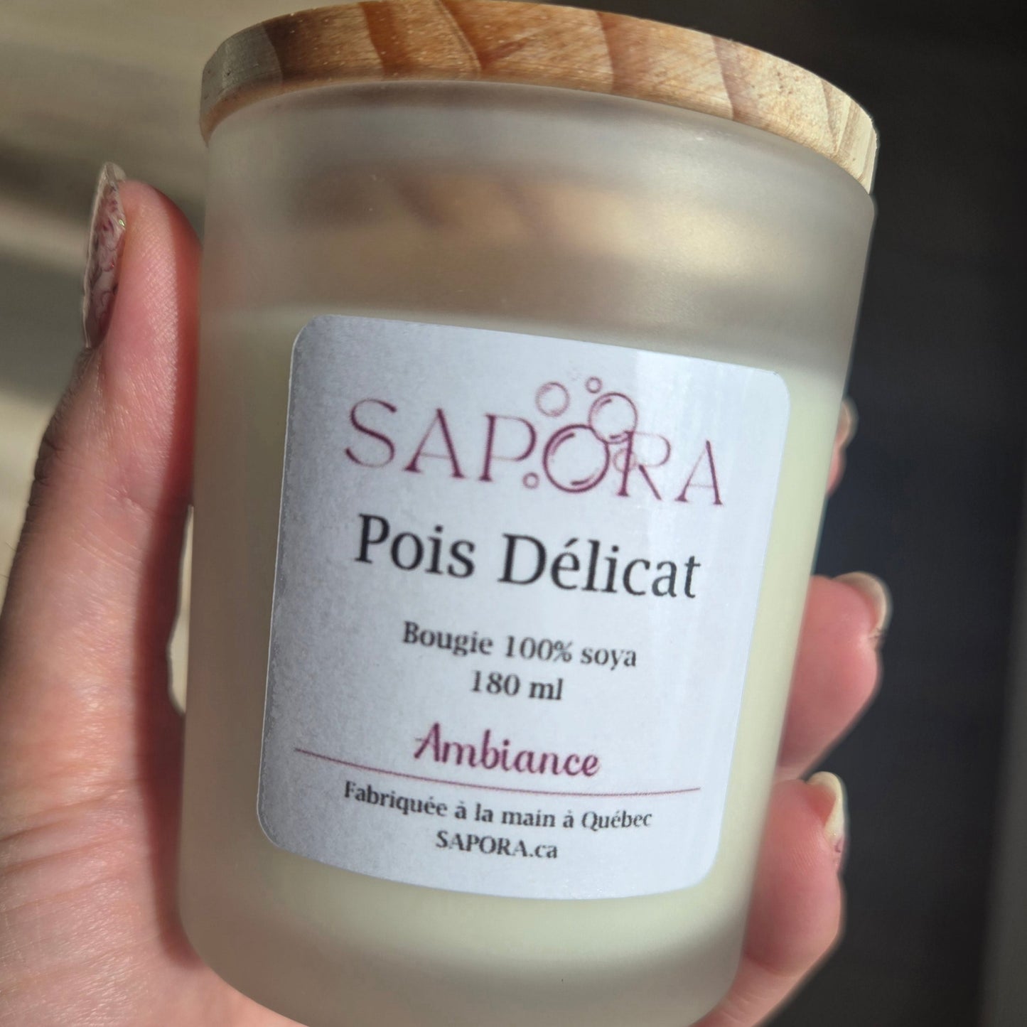 Bougie parfumée pois de senteur – Fragrance florale et légère pour une ambiance romantique - Étiquette