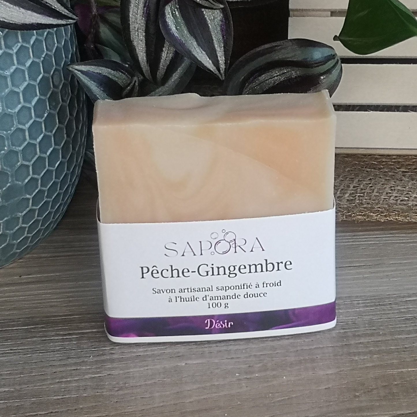 Savon en barre pêche gingembre – Parfum vibrant et tonifiant pour une peau rafraîchie - Devant
