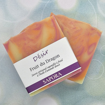 Savon artisanal Fruit du Dragon – Évasion sensorielle aux notes exotiques et gourmandes, enrichi en huile d'amande douce - Front