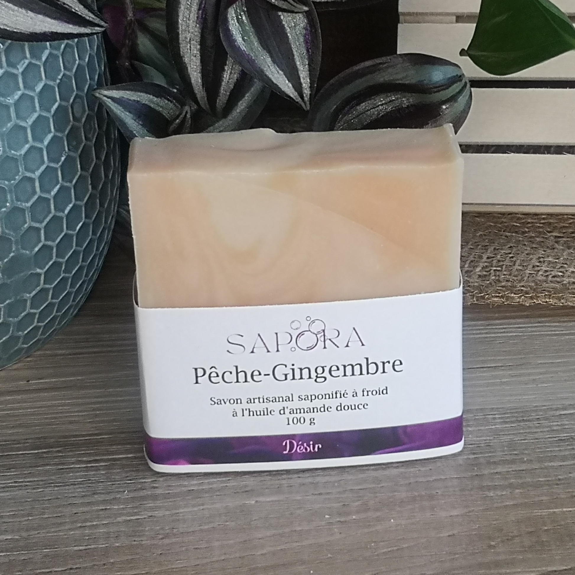 Savon en barre pêche gingembre – Parfum vibrant et tonifiant pour une peau rafraîchie - Devant